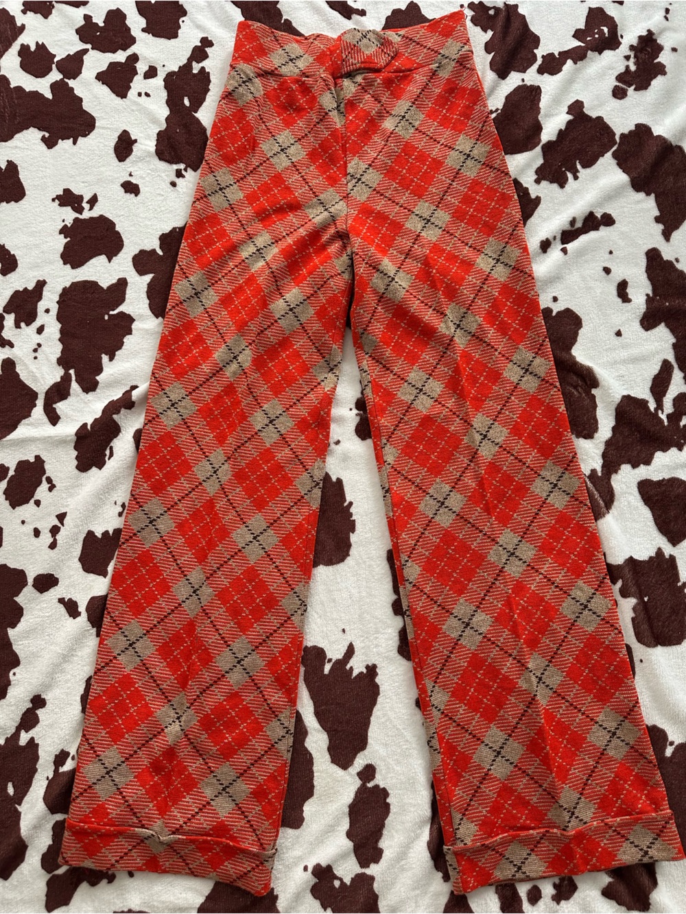 Vintage Red and Tan Plaid Boot Cut Trousers